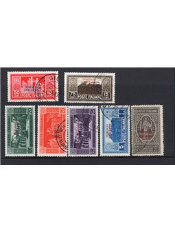 Somalia 1929 Montecassino series no. 123/29 with barely legible cancellations Cat. € 350 (U)