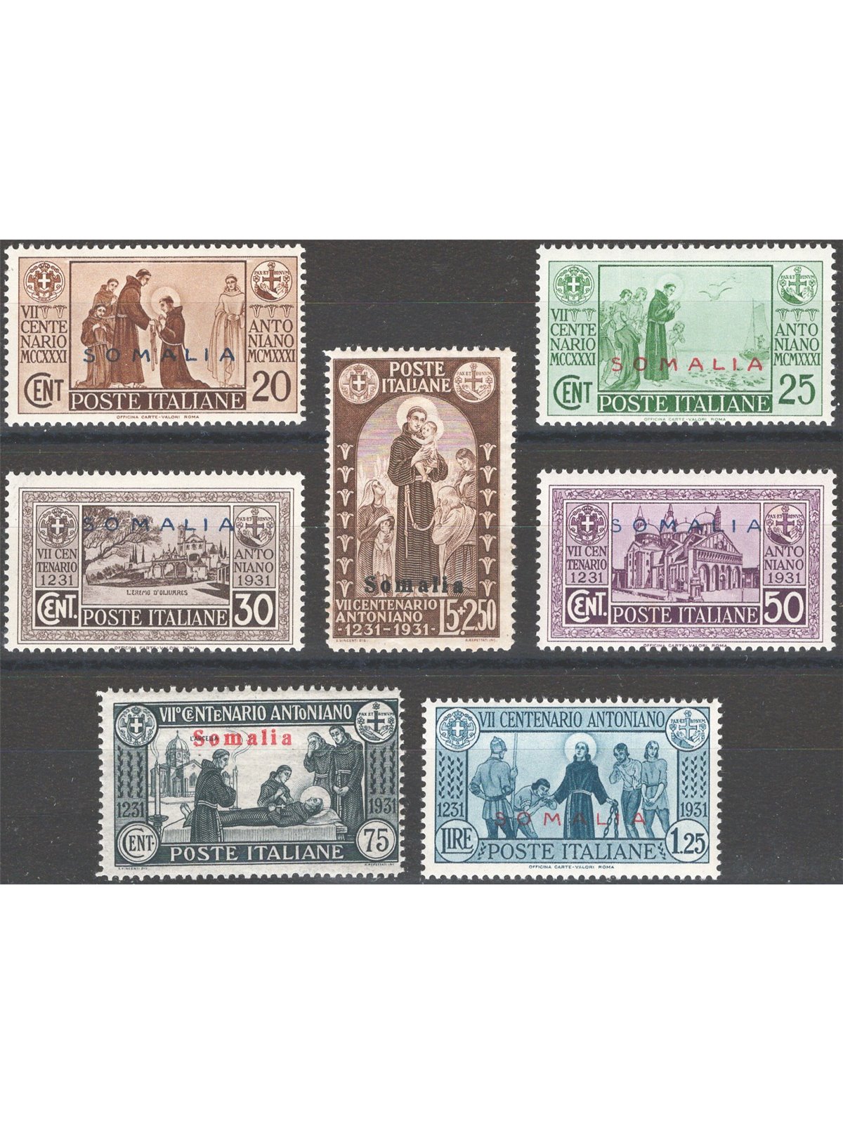 Somalia 1931 St Anthony Series No. 158/64 Cat. €85 (**)