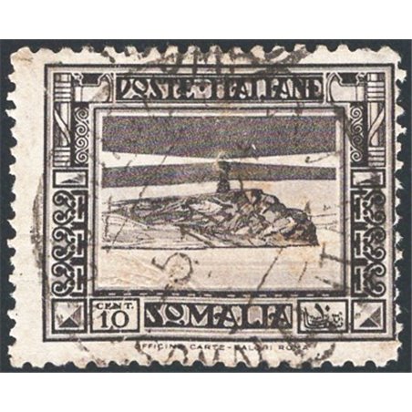 Somalia 1932 Pittorica 10 c. grey-black perforation 12x14 No. 169a. Signed Raybaudi. Cert. CiBaFil Cat. € 2,400 (U)