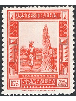 Somalia 1932 Pictorial 1.75 £ orange perforated 14x12 no. 178o. Signed AD Raybaudi. Certified by CiBaFil. Catalogue price: €1,60