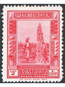 Somalia 1932 Pictorial 2 £ carmine perforated 14x12 no. 179a. Signed AD ED. Certified by CiBaFil. Catalogue price: €1,300 (*)