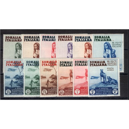 Somalia 1934 Mostra d'Arte Coloniale serie n° 193/98 + P.A. 1/6 Cat. € 280 (**)