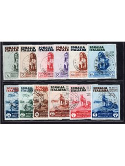 Somalia 1934 Mostra d'Arte Coloniale serie n° 193/98 + P.A. 1/6 Cert. CiBaFil Cat. € 400 (U)