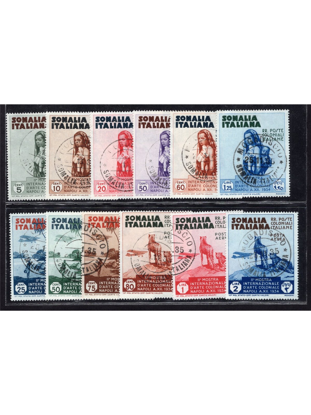 Somalia 1934 Colonial Art Exhibition series no. 193/98 + P.A. 1/6 CiBaFil certified Cat. €400 (U)