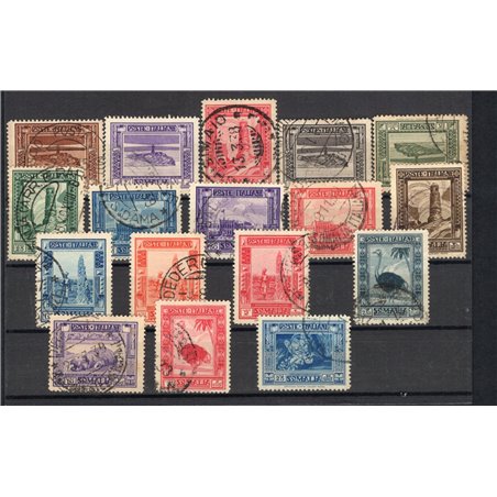 Somalia 1935/39 Pittorica dent. 14 n° 213/28 + 230 senza il 20 £ Cert. Biondi Cat. € 4.000 (U)