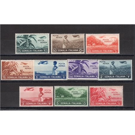 Somalia 1936 P.A. Soggetti africani serie n° 17/26 Cert. CiBaFil Cat. € 550 (**)