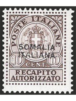 Somalia 1939 Authorised Delivery 10 c. overprinted No. 1 Cat. €300 (**)