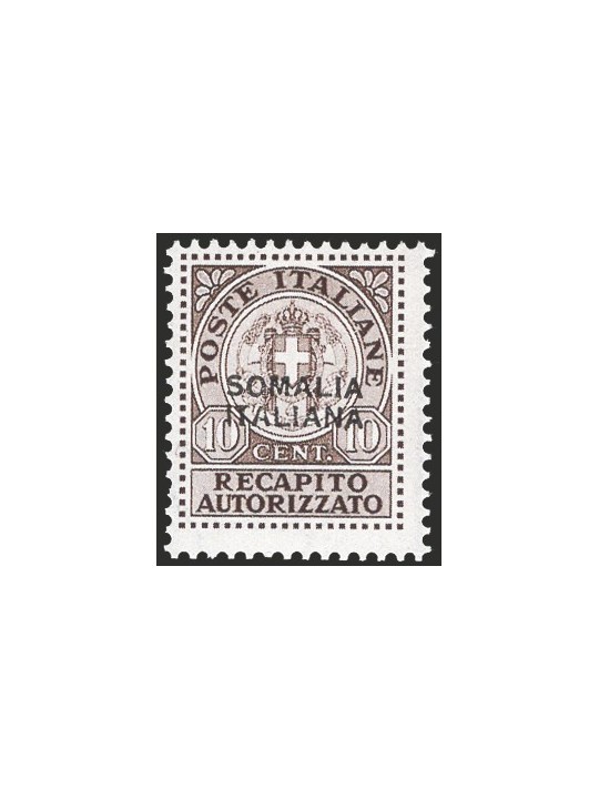 Somalia 1939 Recapito autorizzato 10 c. soprast. n° 1 Cat. € 300 (**)