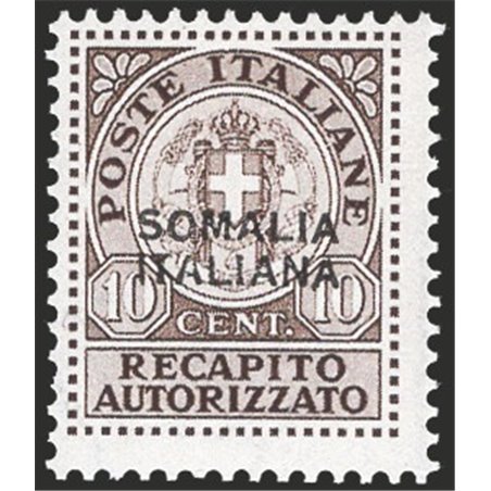 Somalia 1939 Authorised Delivery 10 c. overprinted No. 1 Cat. €300 (**)