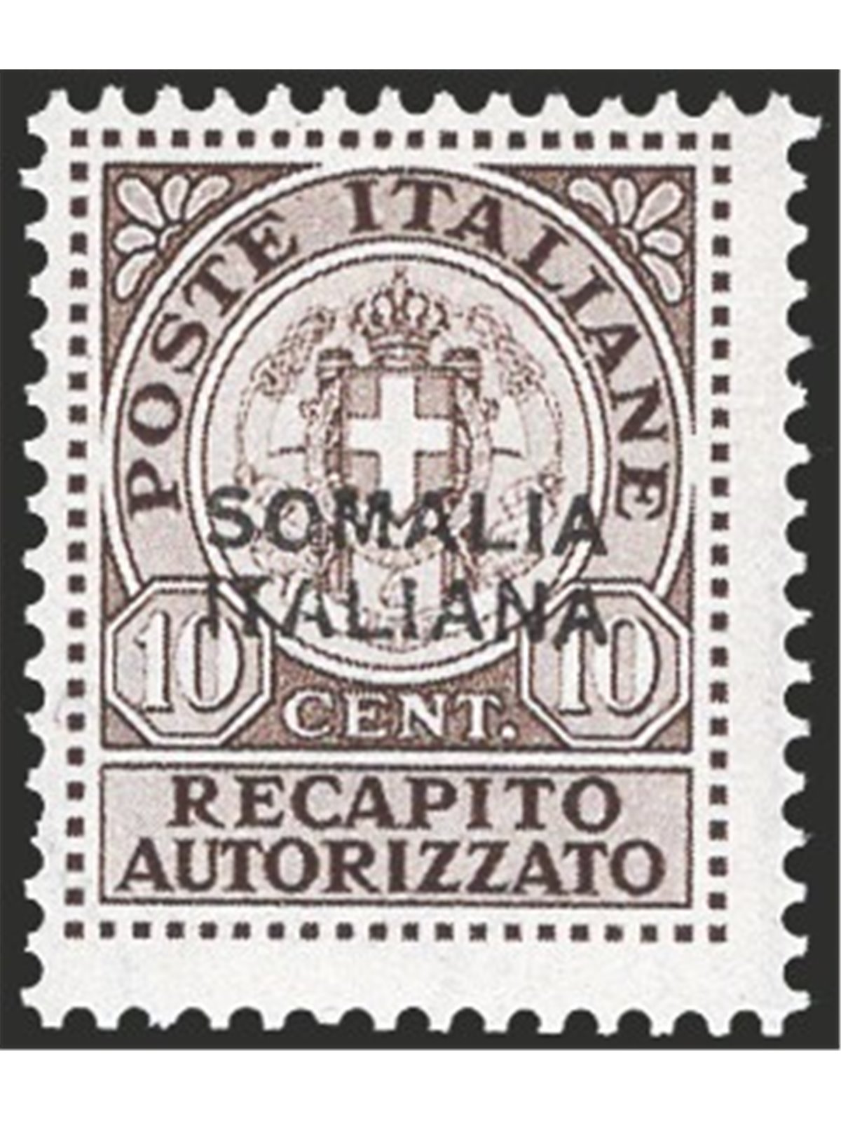 Somalia 1939 Recapito autorizzato 10 c. soprast. n° 1 Cat. € 300 (**)