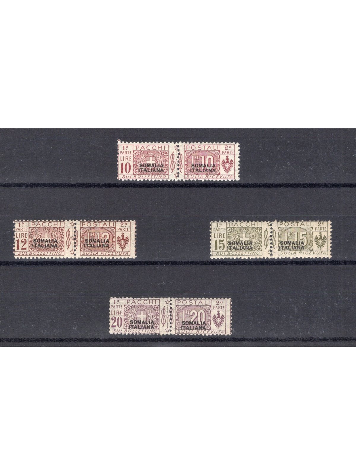 Somalia 1926 Pacchi postali nodo soprast. del 2° tipo serie n° 50/53 Cert. CiBaFil Cat. € 750 (**)