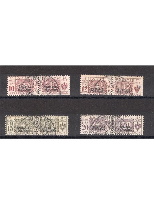 Somalia 1926 Pacchi nodo soprast. del 2° tipo serie n° 50/53 Cert. CiBaFil Cat. € 600 (U)