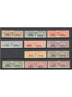 Somalia 1928/41 Pacchi fascetto al centro con soprast. del 1° tipo n° 54/57 + 59/65 Cert. Biondi Cat. € 8.000 (**)