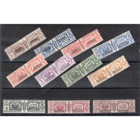 Somalia 1928/41 Italian parcels 1st type with overprint “Italian Somalia” series nos. 54/57 + 59/65 Cert. Apicella Cat. €4,000 (