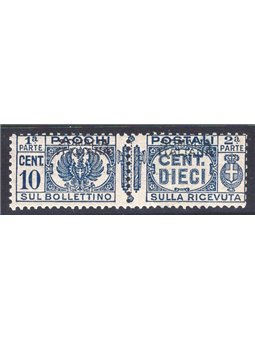 Somalia 1940 Postal parcels band in the centre 10 c. light blue with overprint of the 1st type heavily shifted upwards no. 55c. 