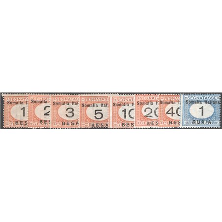 Somalia 1923 Segnatasse soprast. serie n° 33/40 Cat. € 150 (**)