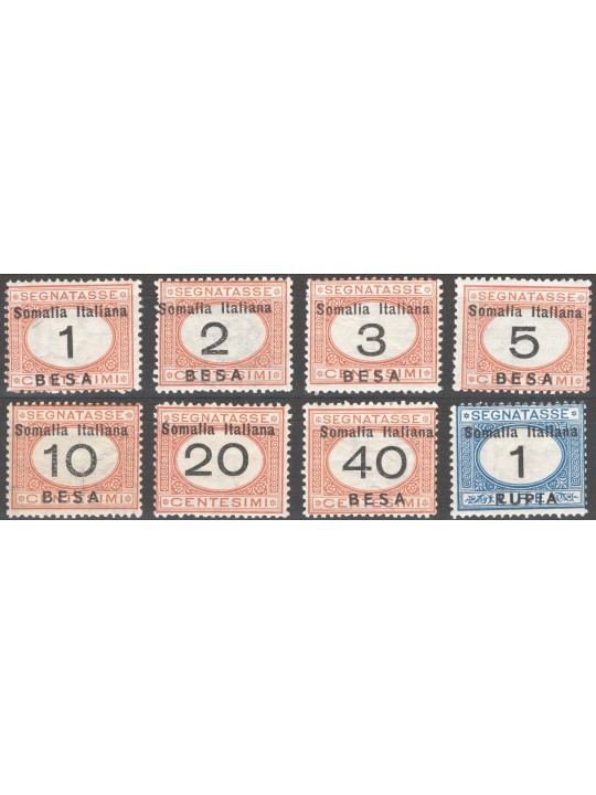 Somalia 1923 Segnatasse soprast. serie n° 33/40 Cat. € 75 (*)