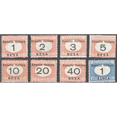 Somalia 1923 Segnatasse soprast. serie n° 33/40 Cat. € 75 (*)