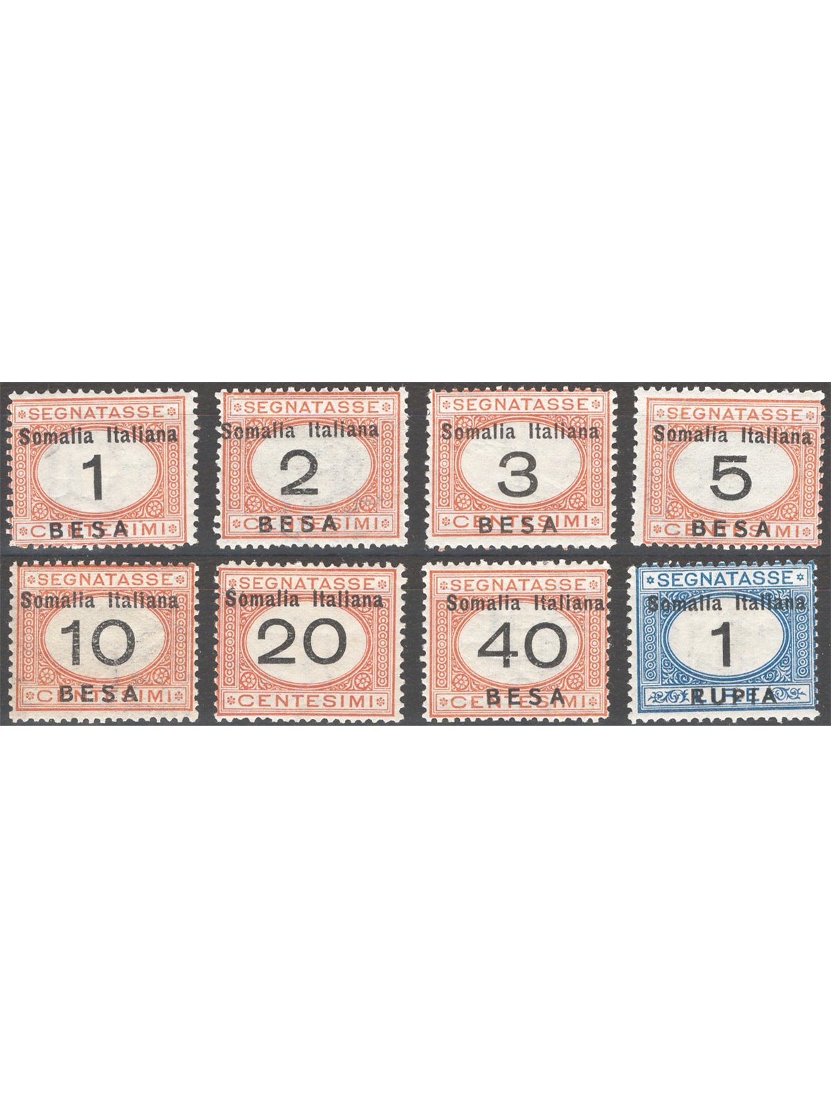 Somalia 1923 Tax stamp with overprint serial no. 33/40 Cat. €75 (*)