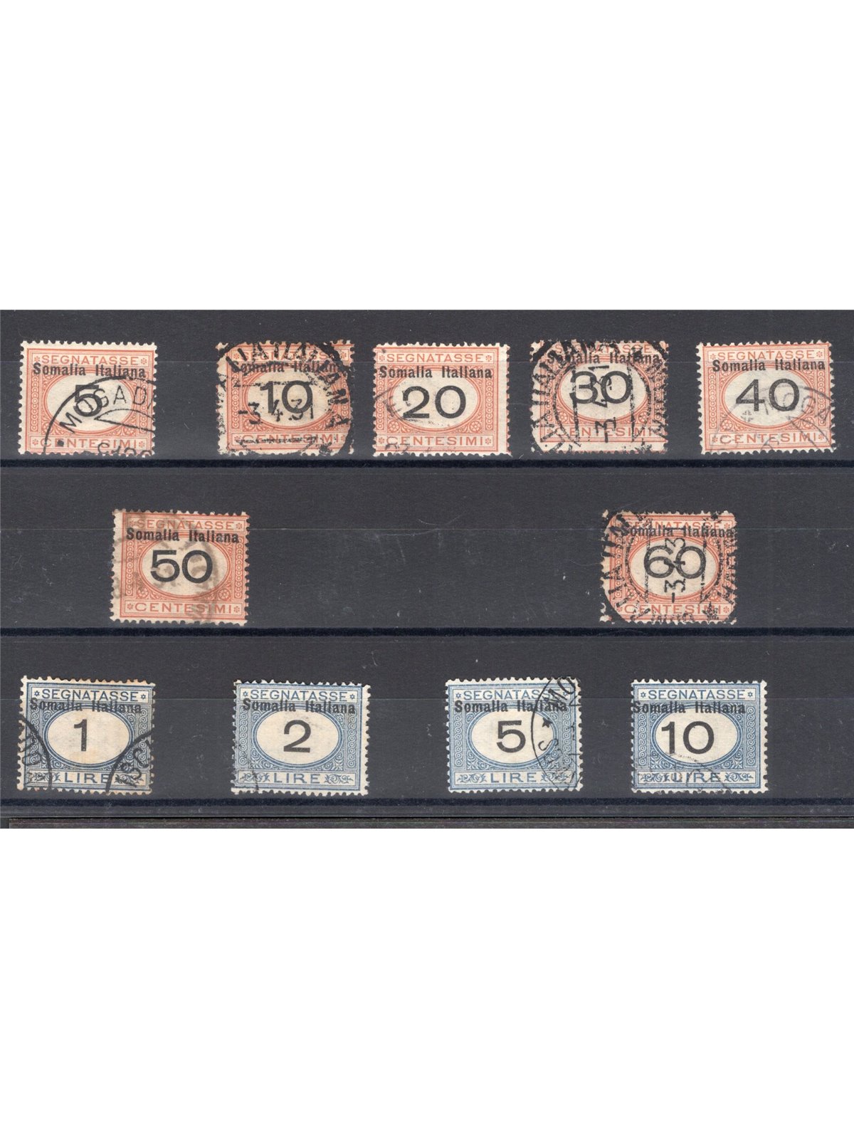 Somalia 1926 Tax stamp with overprint at the top series no. 41/51 Biondi certificate Cat. €625 (U)