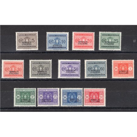 Somalia 1934 Tax stamp with overprint series no. 52/64. Signed ED certified by Biondi catalogue price €1,350 (**)