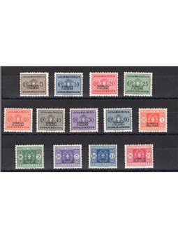 Somalia 1934 Segnatasse con soprast. serie n° 52/64 Cert. CiBaFil Cat. € 540 (*)