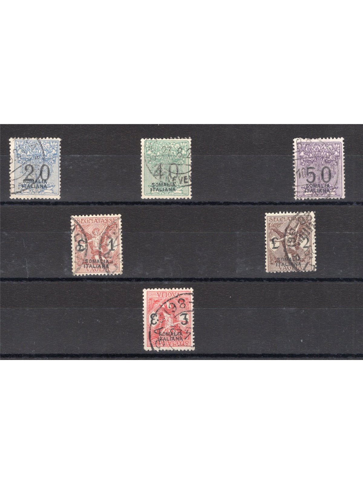 Somalia 1926 Tax stamp (money order) with overprint serial no. 7/12 certified by Biondi Cat. €1,500 (U)