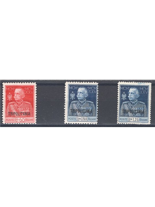 Tripolitania 1926 King’s Jubilee series no. 23/24 + 27 catalogue price €75 (**)
