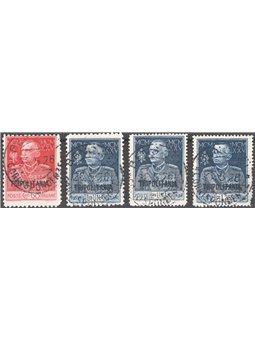 Tripolitania 1926 King’s Jubilee series no. 23/24 + 26/27 excluding the 1.25 £ denomination catalogue price €190 (U)