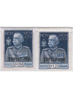 Tripolitania 1925/26 King’s Jubilee 13½ perforation nos. 26/27 Cat. € 90 (**)