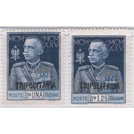 Tripolitania 1925/26 Giubileo del Re dent. 13½ n° 26/27 Cat. € 90 (**)
