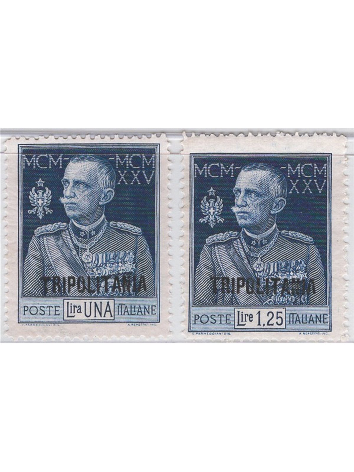 Tripolitania 1925/26 King’s Jubilee 13½ perforation nos. 26/27 Cat. € 90 (**)
