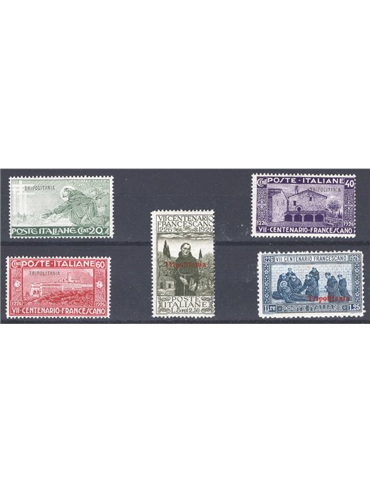 Tripolitania 1926 S. Francesco serie n° 28/32 Cat. € 75 (**)