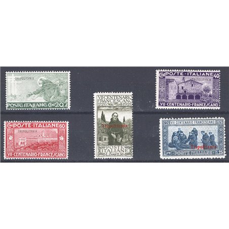 Tripolitania 1926 St Francis series nos. 28/32 Cat. € 75 (**)