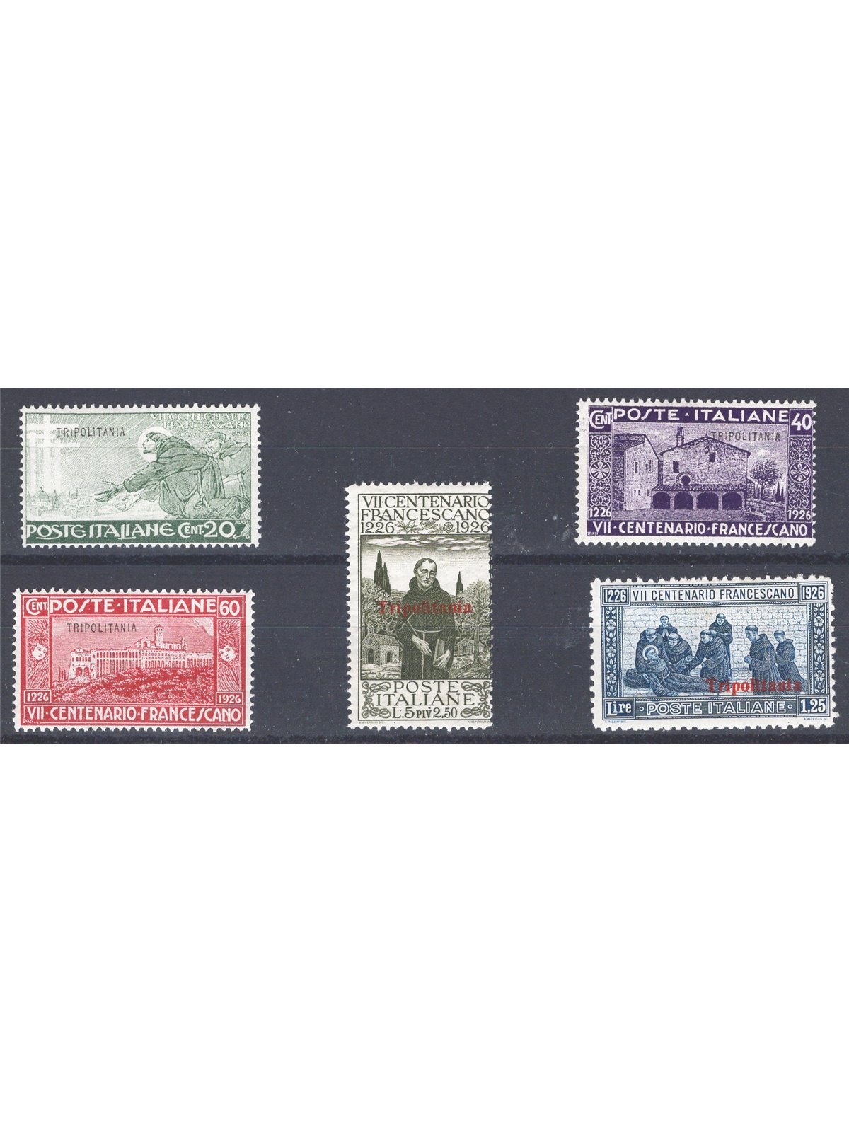 Tripolitania 1926 S. Francesco serie n° 28/32 Cat. € 75 (**)