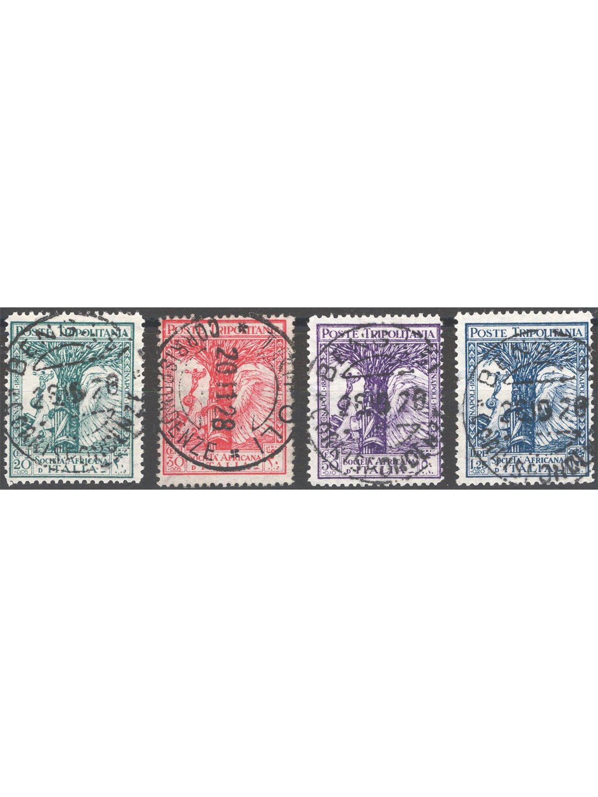 Tripolitania 1928 Pro Società Africana serie n° 46/49 Cat. € 120 (U)