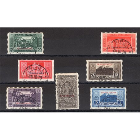 Tripolitania 1929 Montecassino series no. 54/60 CiBaFil Cert. Cat. €350 (U)