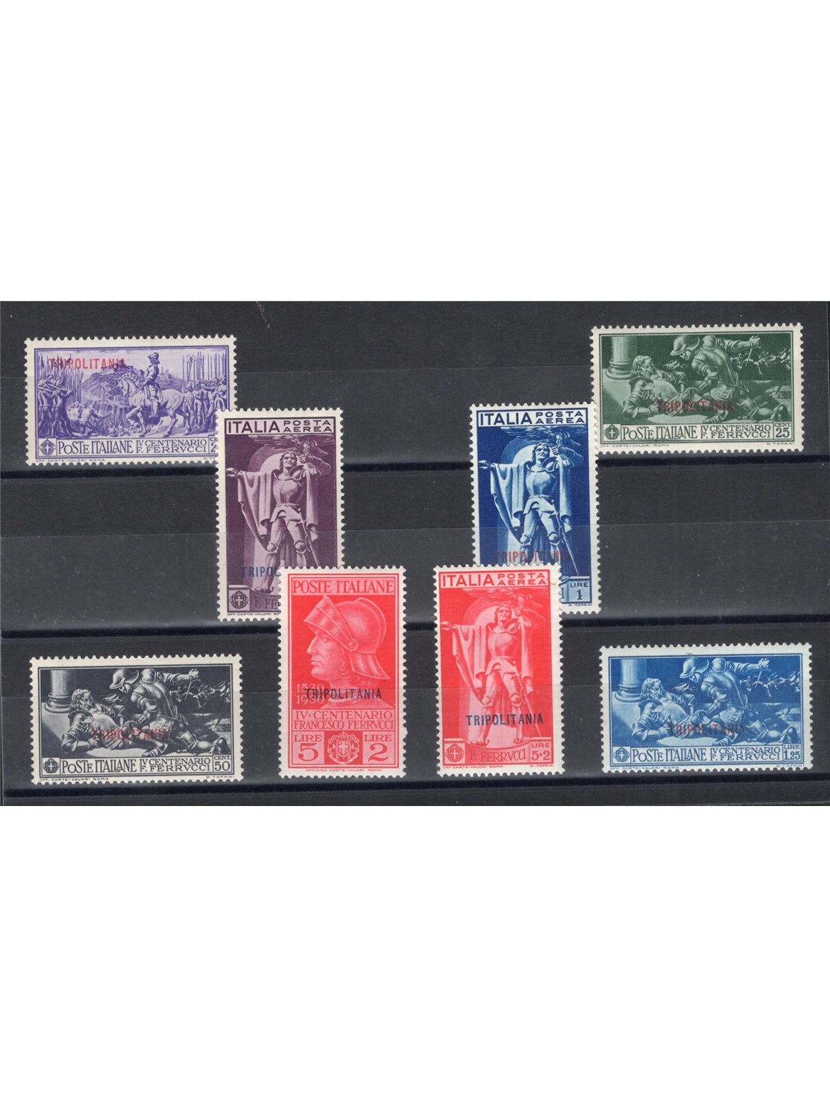 Tripolitania 1930 Ferrucci series no. 64/68 + P.A. 1/3 CiBaFil certified Cat. €450 (**)