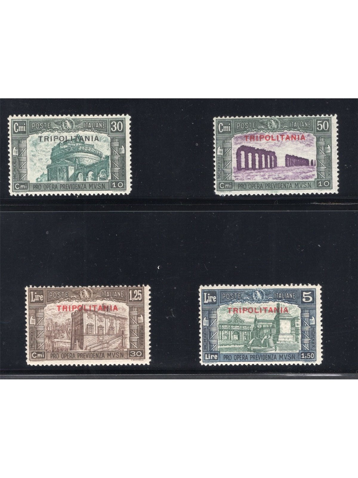 Tripolitania 1930 Milizia III serie n° 69/72 Cert. CiBaFil Cat. € 1.000 (**)