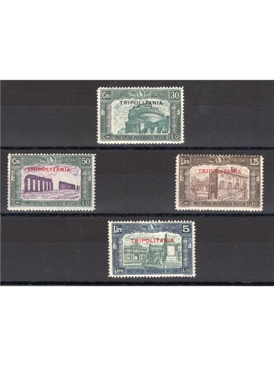 Tripolitania 1930 Milizia III serie n° 69/72 Cert. CiBaFil Cat. € 400 (*)