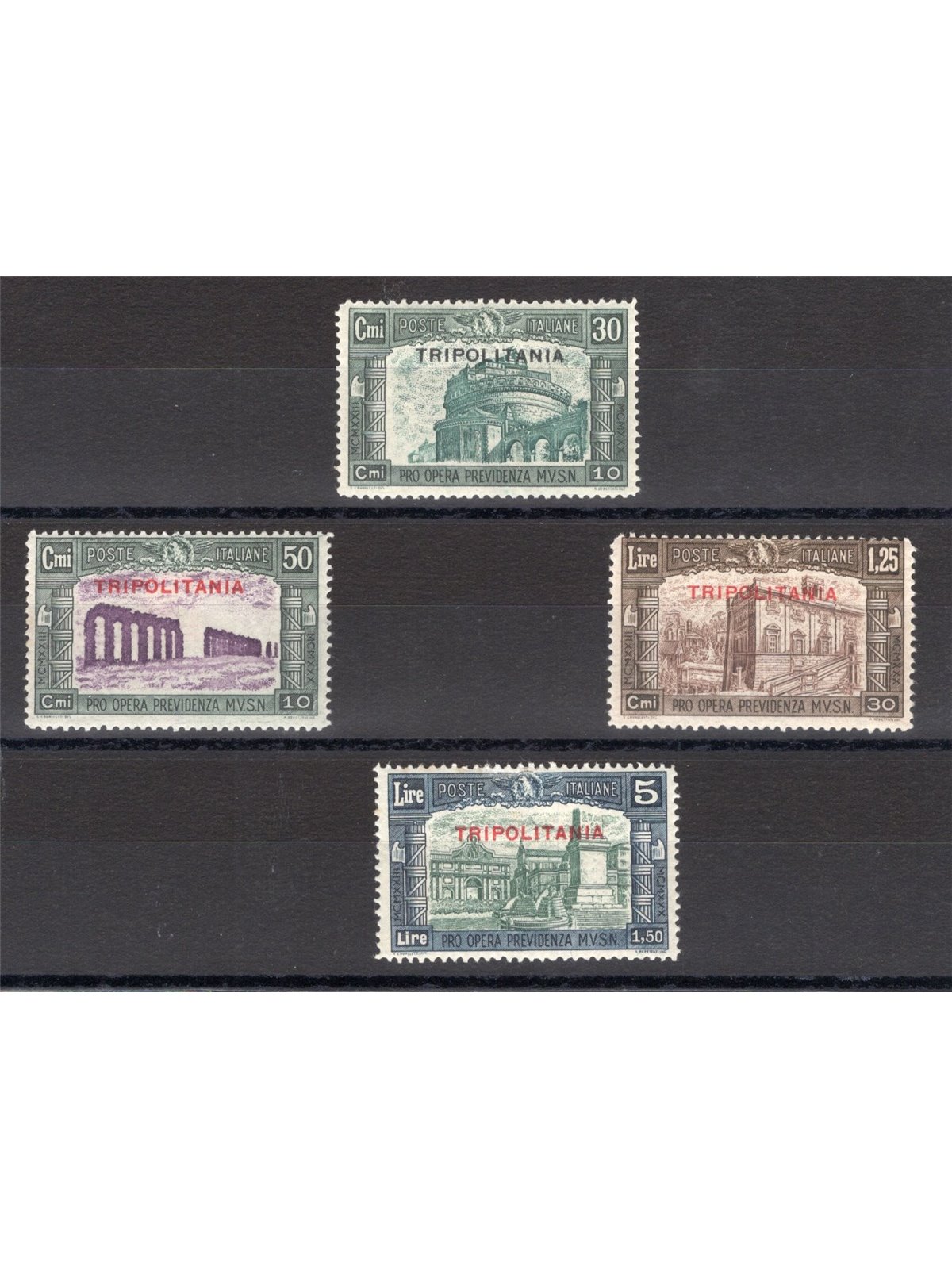 Tripolitania 1930 Milizia III serie n° 69/72 Cert. CiBaFil Cat. € 400 (*)