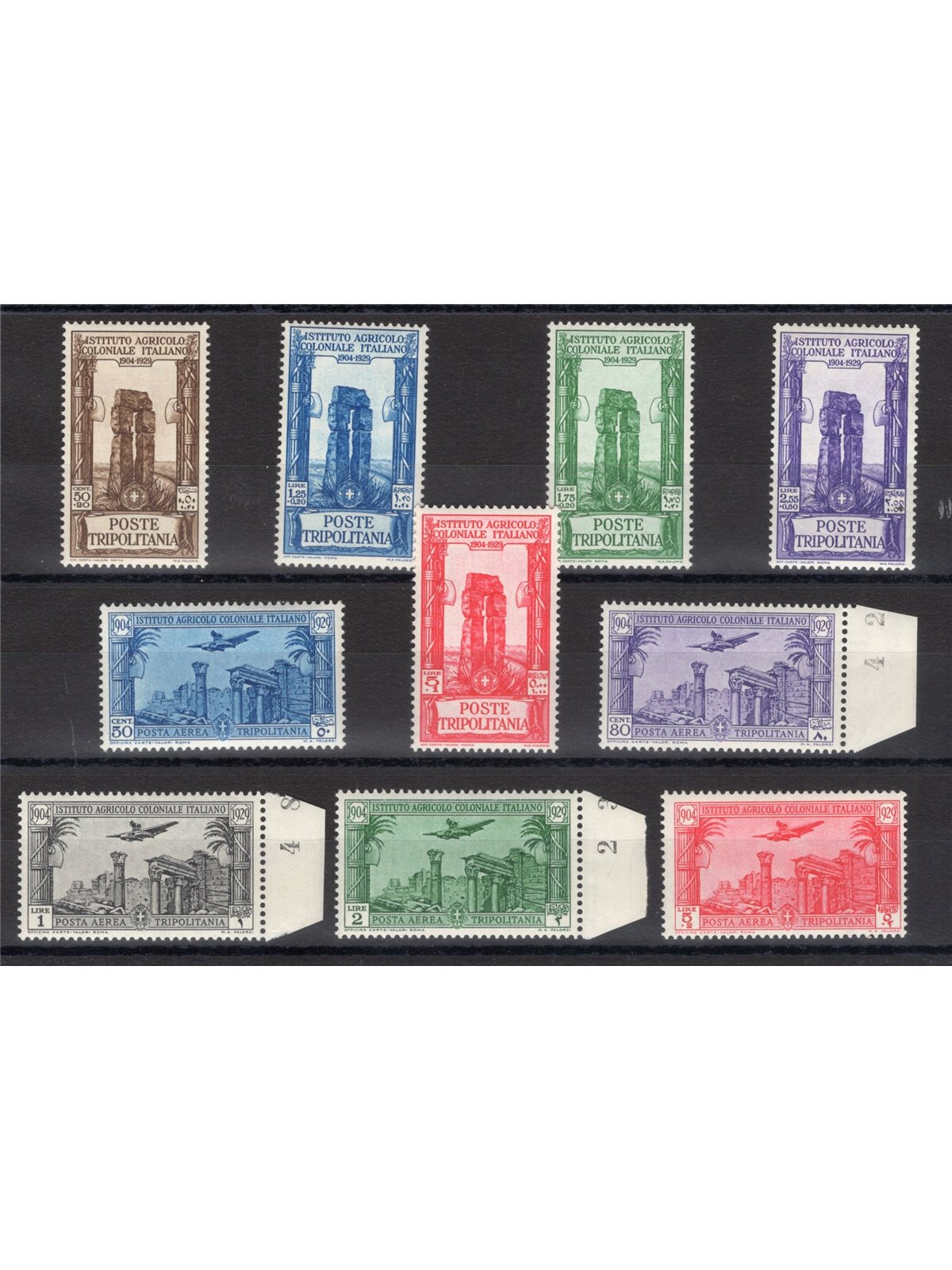 Tripolitania 1930/31 For the Colonial Agricultural Institute Series Nos. 73/77 + P.A. 17/21 Cat. €365 (* *)