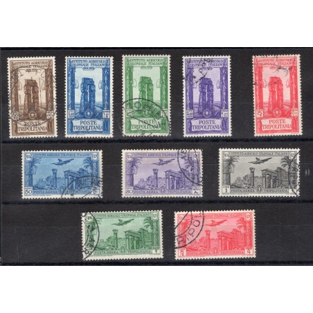 Tripolitania 1930/31 Pro Colonial Agricultural Institute series no. 73/77 + P.A. 17/21 with special philatelic cancellations Cat