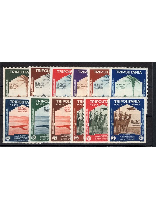 Tripolitania 1934 Mostra d'Arte Coloniale serie n° 94/99 + P.A. 41/46 Cat. € 330 (**) 