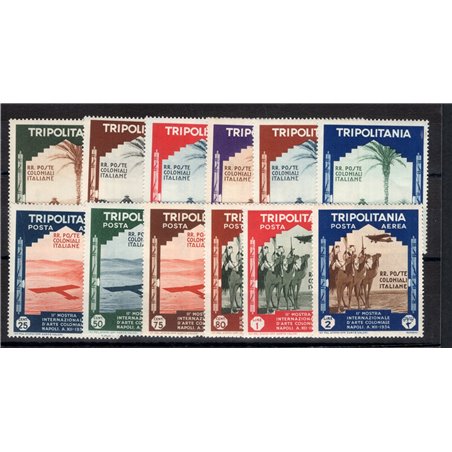 Tripolitania 1934 Mostra d'Arte Coloniale serie n° 94/99 + P.A. 41/46 Cat. € 330 (**) 