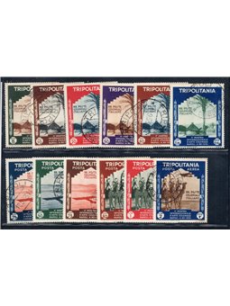 Tripolitania 1934 Colonial Art Exhibition series no. 94/99 + P.A. 41/46 with posthumous philatelic cancellations Cat. €400 (U/Fr