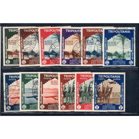 Tripolitania 1934 Colonial Art Exhibition series no. 94/99 + P.A. 41/46 with posthumous philatelic cancellations Cat. €400 (U/Fr