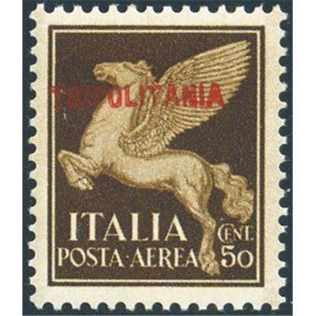 Tripolitania 1930 P.A. Pegasus 50 c. with red overprint no. 8 Biondi Cert. Cat. €300 (**)