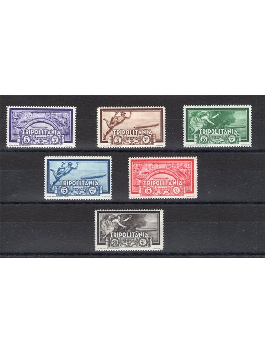 Tripolitania 1933 P.A. Zeppelin series no. 22/27 CiBaFil certified Cat. €300 (**)