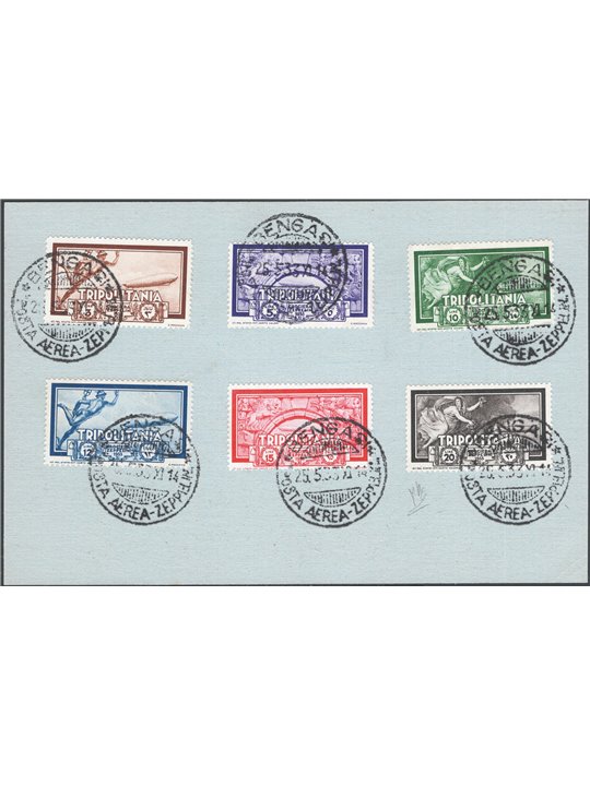 Tripolitania 1933 P.A. Zeppelin serie n° 22/27 Cert. CiBaFil Cat. € 1.650 (U)